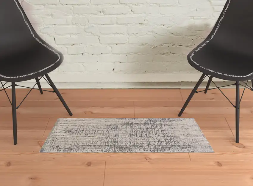 Gray And Ivory Abstract Stain Resistant Area Rug Photo 1