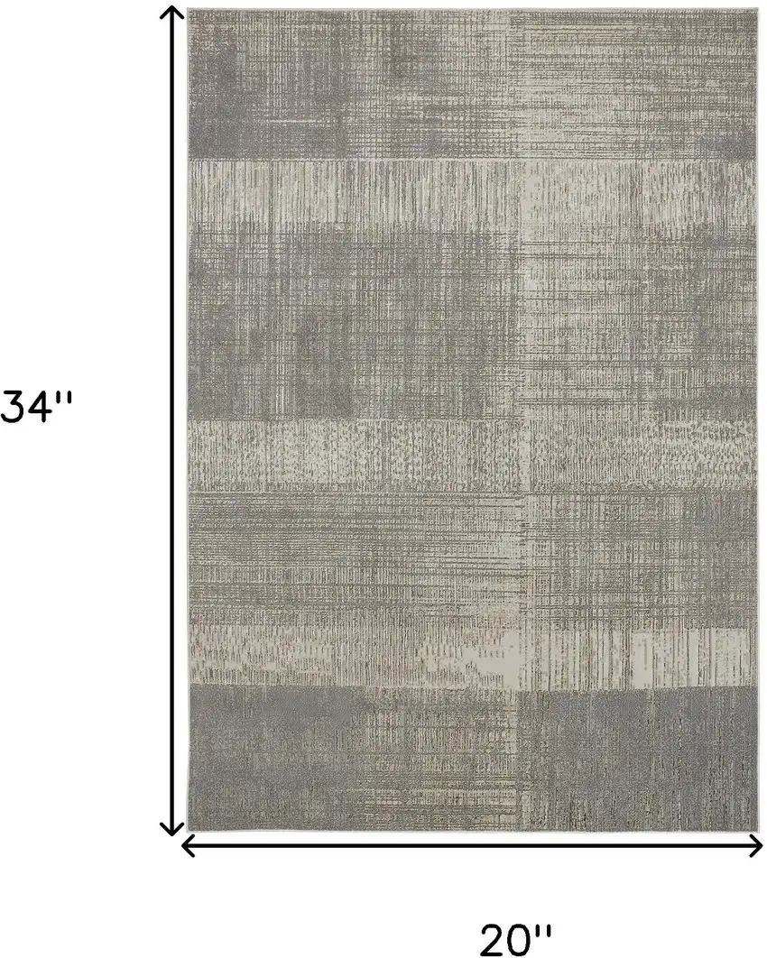 Gray And Ivory Abstract Stain Resistant Area Rug Photo 4