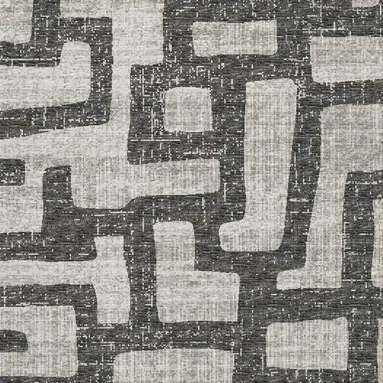 Gray And Ivory Abstract Washable Area Rug With UV Protection Photo 9