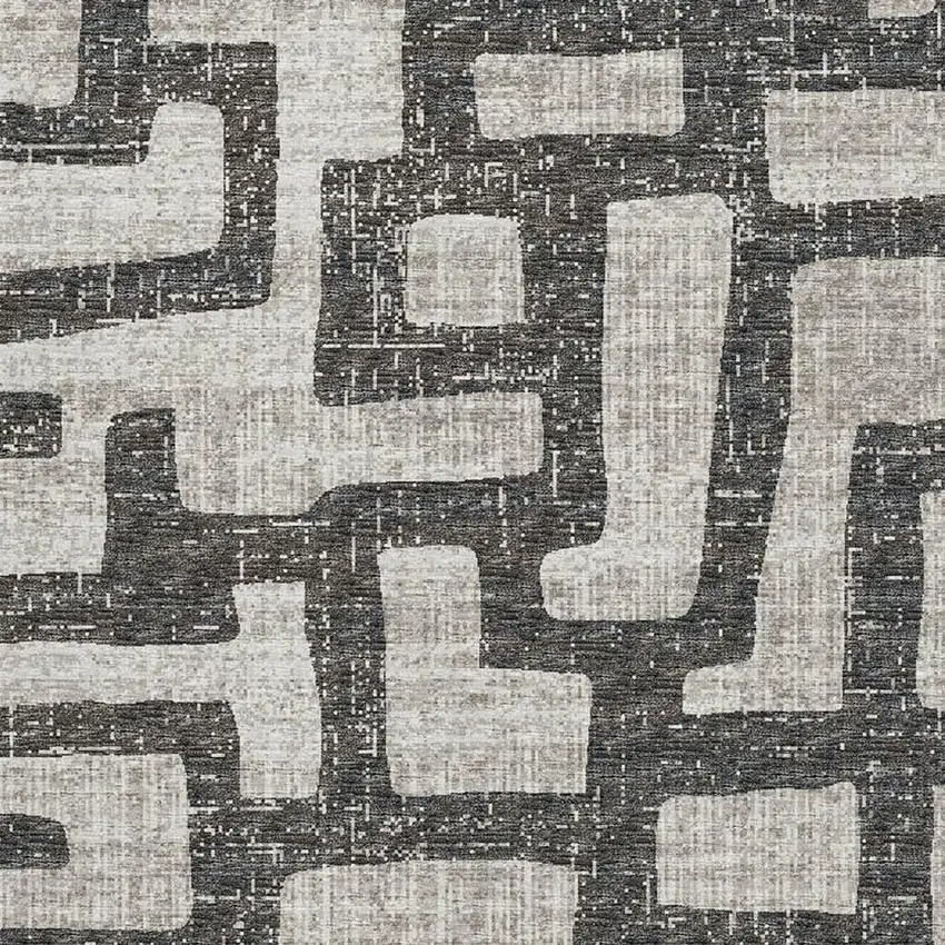Gray And Ivory Abstract Washable Area Rug With UV Protection Photo 9