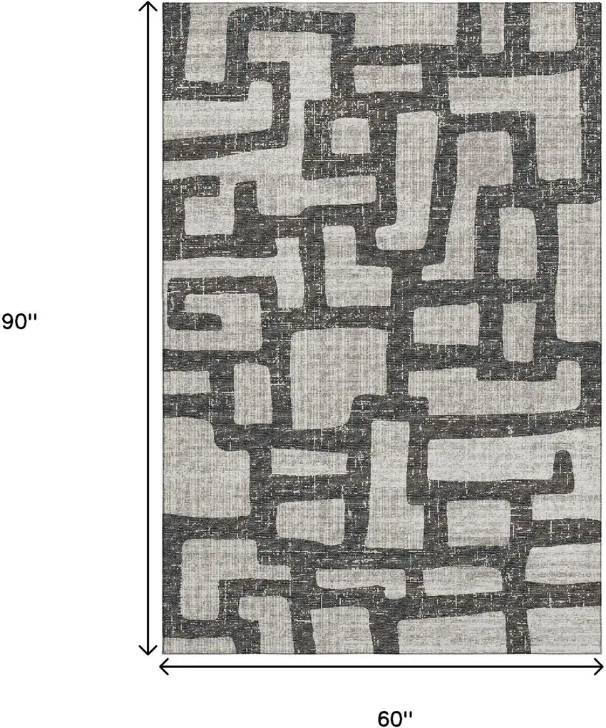 Gray And Ivory Abstract Washable Area Rug With UV Protection Photo 3