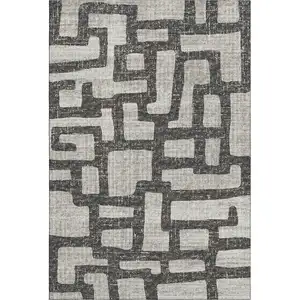 Photo of Gray And Ivory Abstract Washable Area Rug With UV Protection