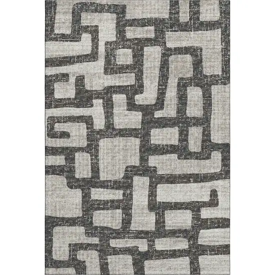 Gray And Ivory Abstract Washable Area Rug With UV Protection Photo 2