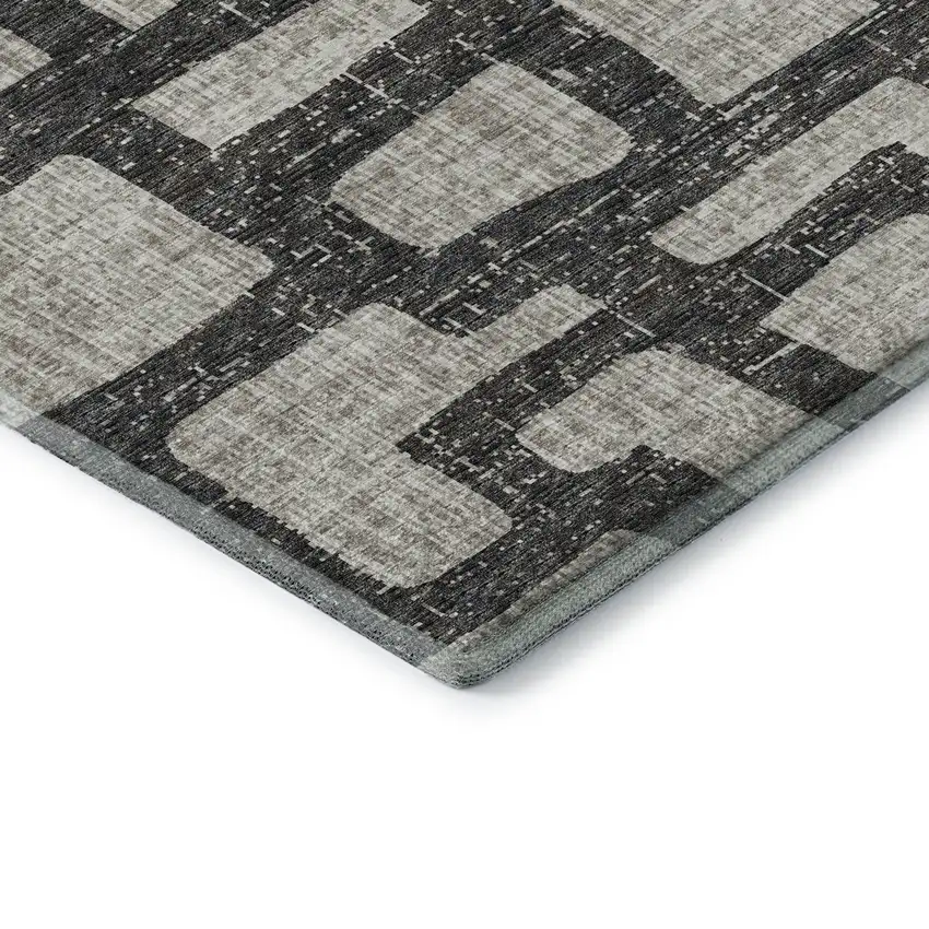 Gray And Ivory Abstract Washable Area Rug With UV Protection Photo 7
