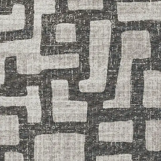 Gray And Ivory Abstract Washable Area Rug With UV Protection Photo 9