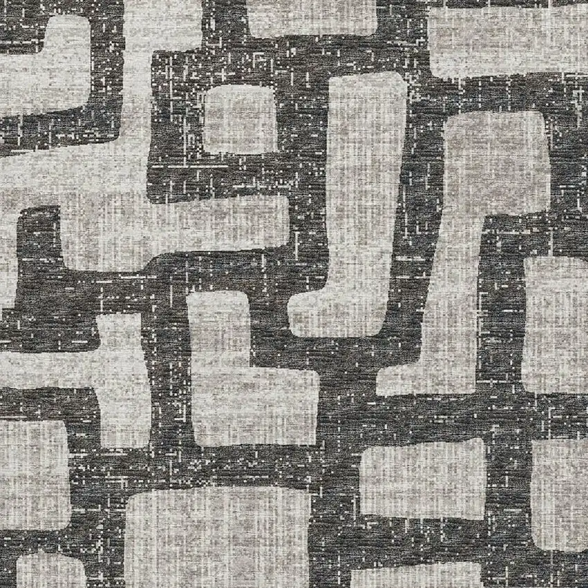 Gray And Ivory Abstract Washable Area Rug With UV Protection Photo 9