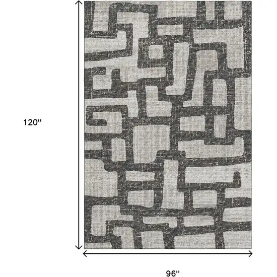 Gray And Ivory Abstract Washable Area Rug With UV Protection Photo 3