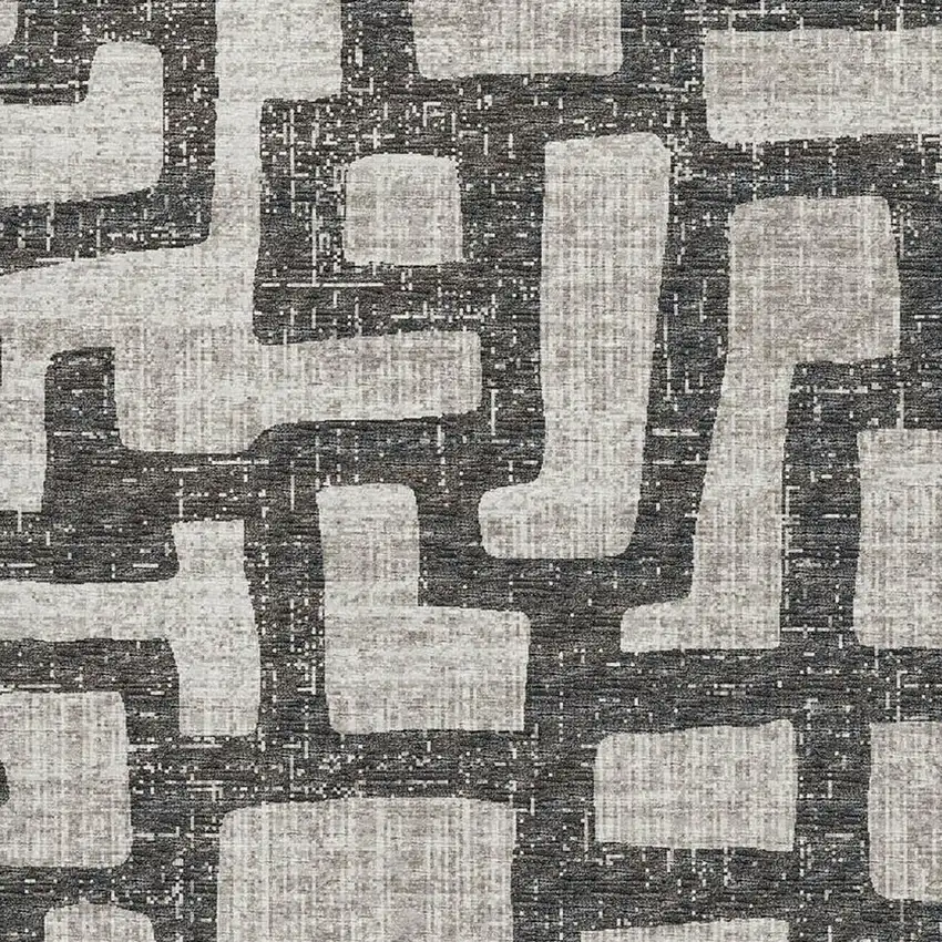 Gray And Ivory Abstract Washable Area Rug With UV Protection Photo 9