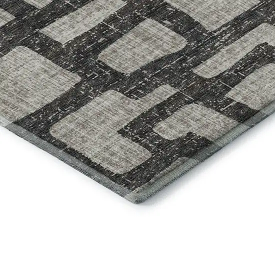 Gray And Ivory Abstract Washable Area Rug With UV Protection Photo 7