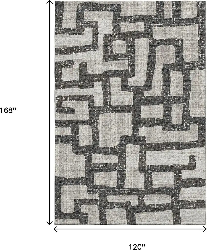 Gray And Ivory Abstract Washable Area Rug With UV Protection Photo 3