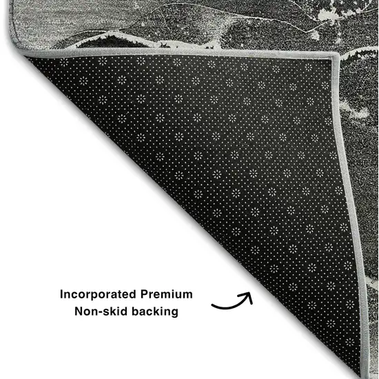 Gray And Ivory Abstract Washable Area Rug With UV Protection Photo 8