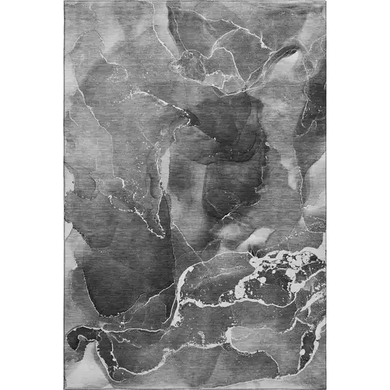 Gray And Ivory Abstract Washable Area Rug With UV Protection Photo 1