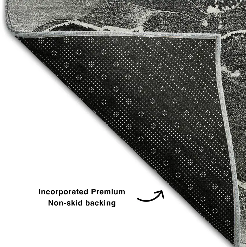 Gray And Ivory Abstract Washable Area Rug With UV Protection Photo 9