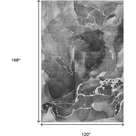 Gray And Ivory Abstract Washable Area Rug With UV Protection Photo 3