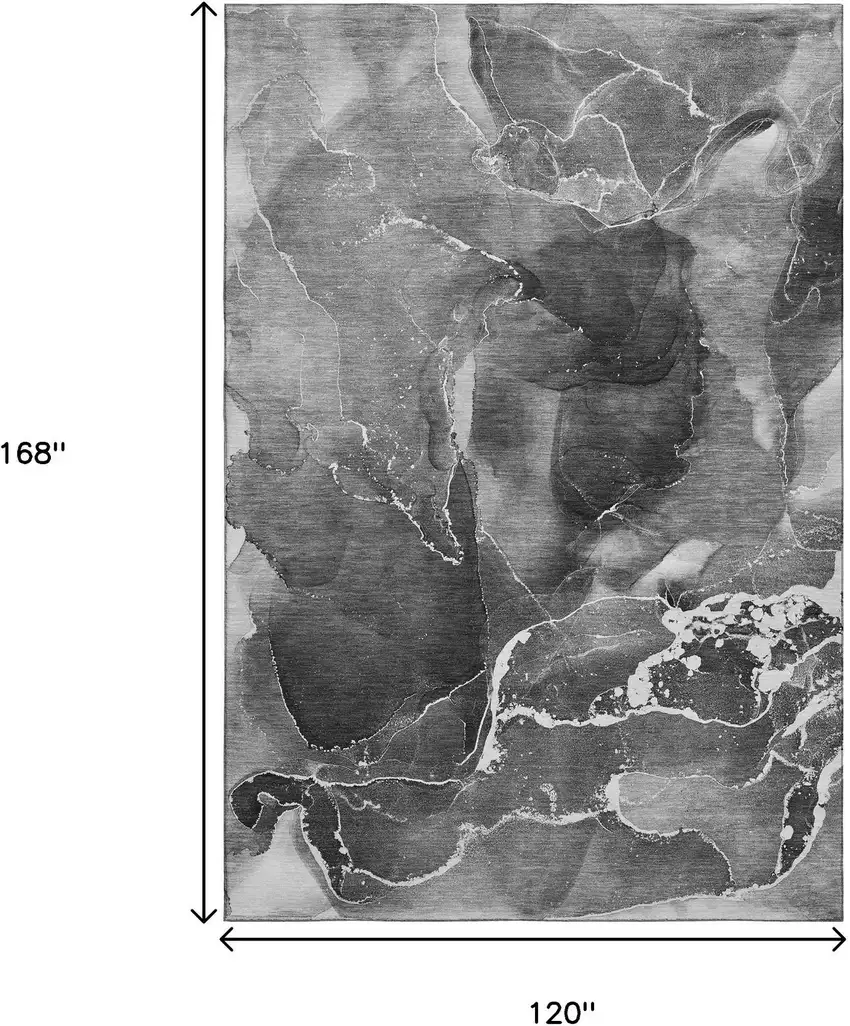 Gray And Ivory Abstract Washable Area Rug With UV Protection Photo 3