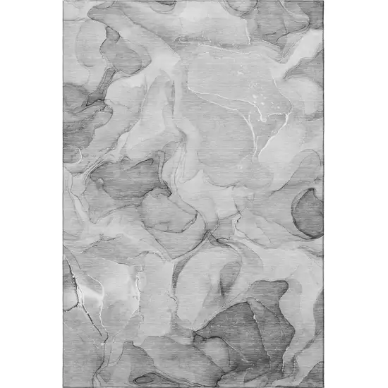 Gray And Ivory Abstract Washable Area Rug With UV Protection Photo 4
