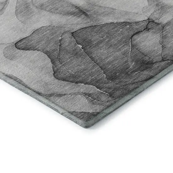 Gray And Ivory Abstract Washable Area Rug With UV Protection Photo 8