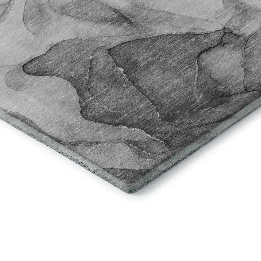 Gray And Ivory Abstract Washable Area Rug With UV Protection Photo 8