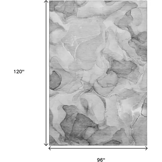Gray And Ivory Abstract Washable Area Rug With UV Protection Photo 4