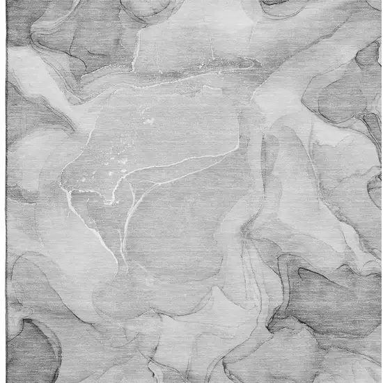 Gray And Ivory Abstract Washable Area Rug With UV Protection Photo 3