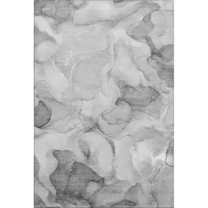Photo of Gray And Ivory Abstract Washable Area Rug With UV Protection