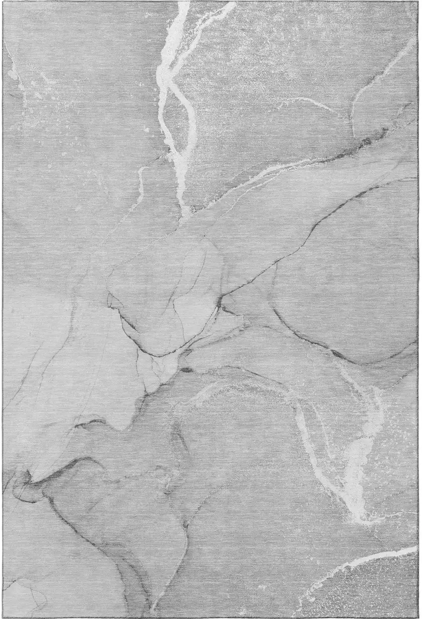 Gray And Ivory Abstract Washable Area Rug With UV Protection Photo 4