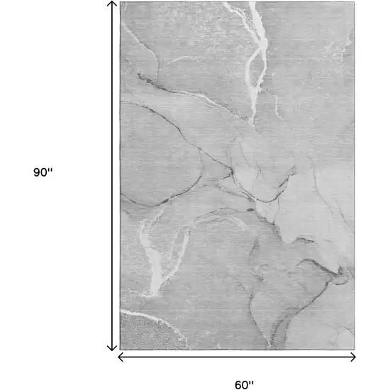 Gray And Ivory Abstract Washable Area Rug With UV Protection Photo 3