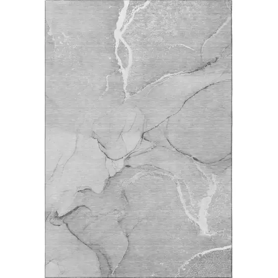 Gray And Ivory Abstract Washable Area Rug With UV Protection Photo 4