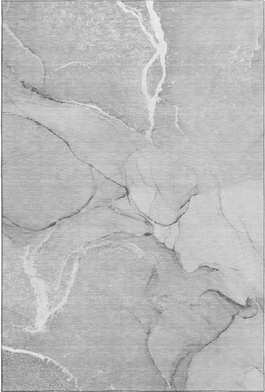 Gray And Ivory Abstract Washable Area Rug With UV Protection Photo 2