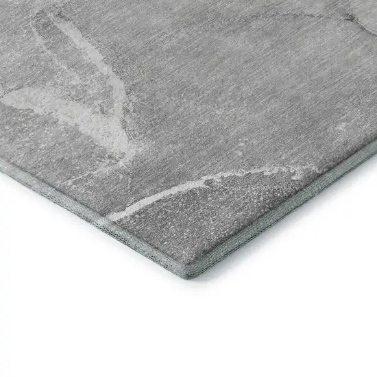 Gray And Ivory Abstract Washable Area Rug With UV Protection Photo 8