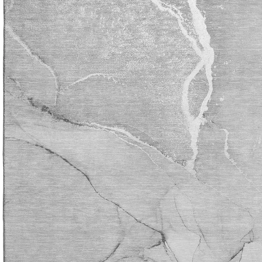Gray And Ivory Abstract Washable Area Rug With UV Protection Photo 3
