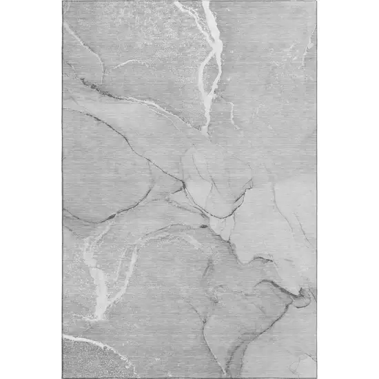 Gray And Ivory Abstract Washable Area Rug With UV Protection Photo 1