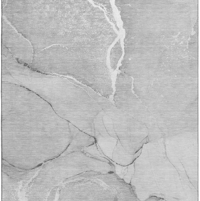 Gray And Ivory Abstract Washable Area Rug With UV Protection Photo 4