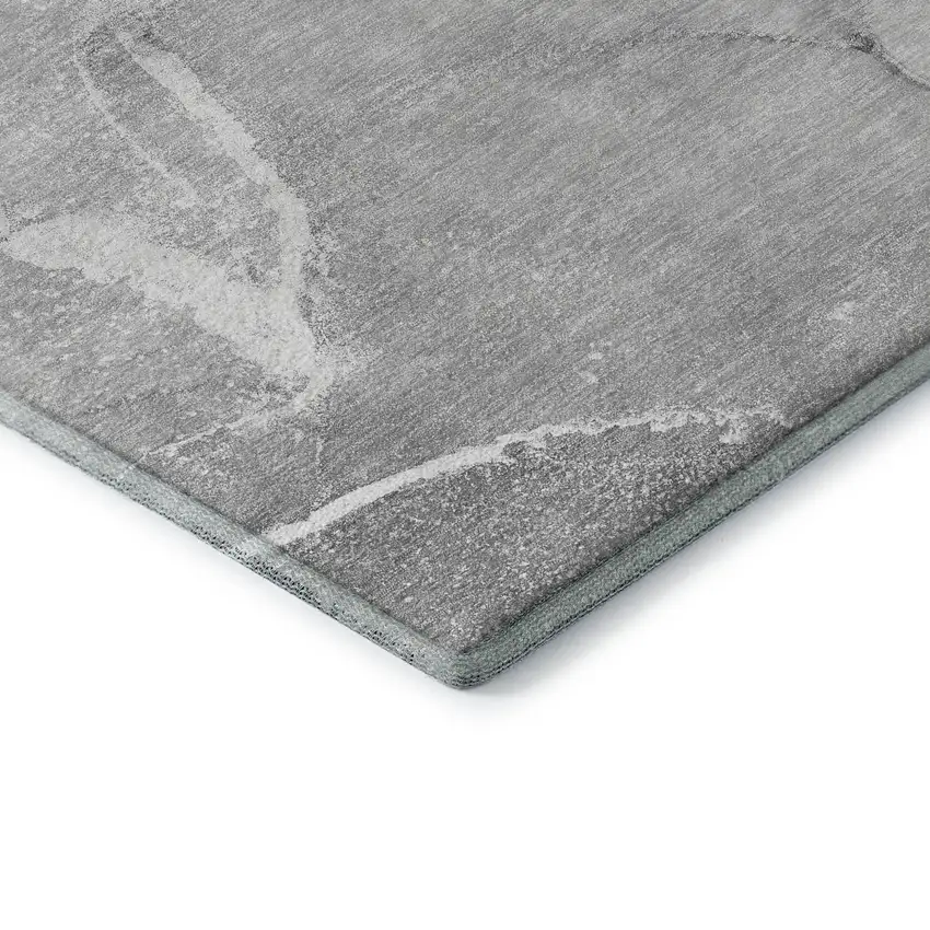 Gray And Ivory Abstract Washable Area Rug With UV Protection Photo 8
