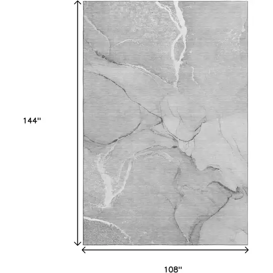 Gray And Ivory Abstract Washable Area Rug With UV Protection Photo 3