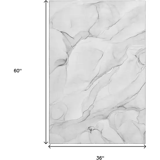 Gray And Ivory Abstract Washable Area Rug With UV Protection Photo 9