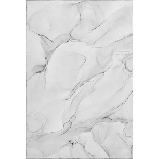Gray And Ivory Abstract Washable Area Rug With UV Protection Photo 1
