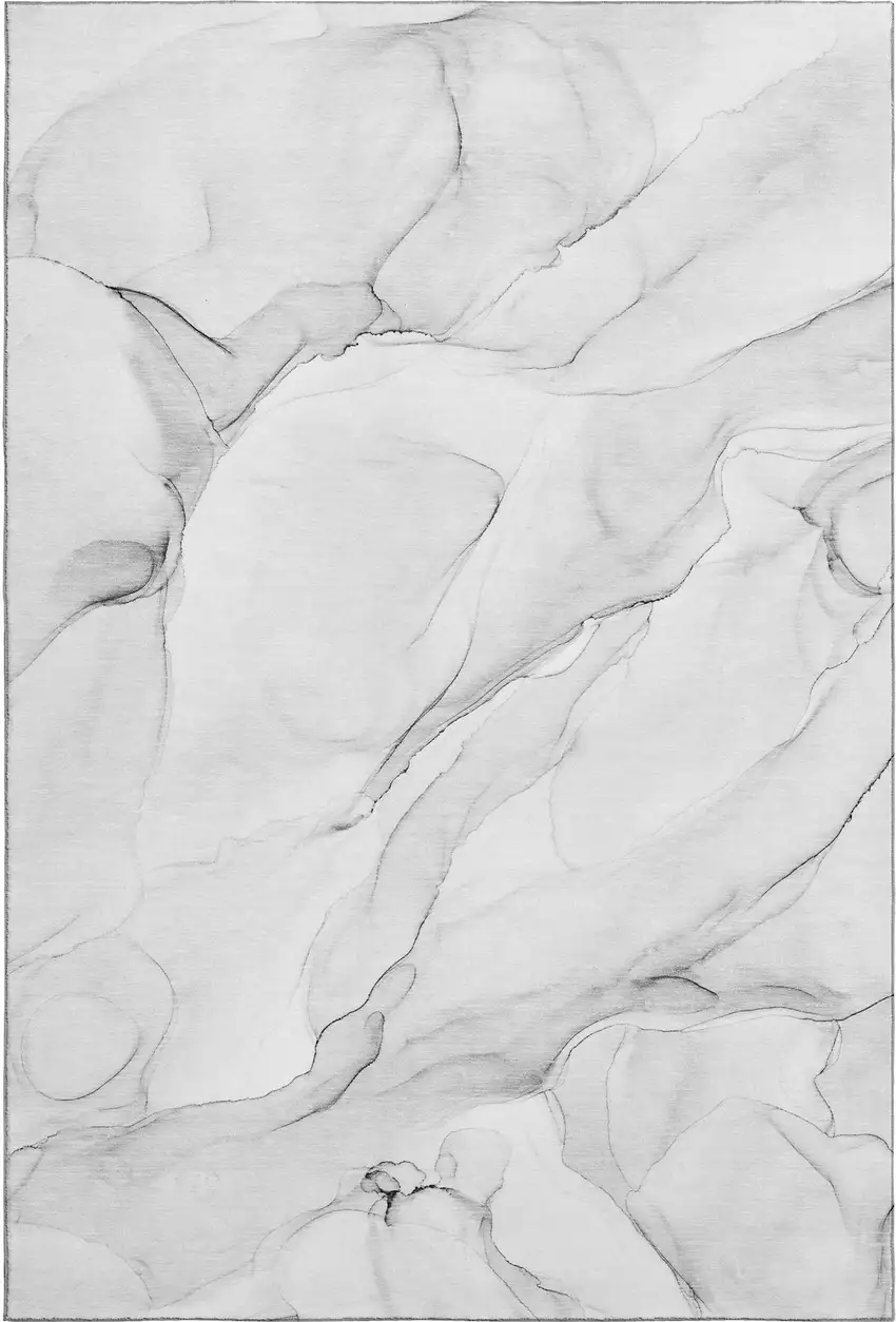 Gray And Ivory Abstract Washable Area Rug With UV Protection Photo 1