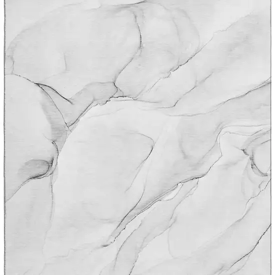 Gray And Ivory Abstract Washable Area Rug With UV Protection Photo 6