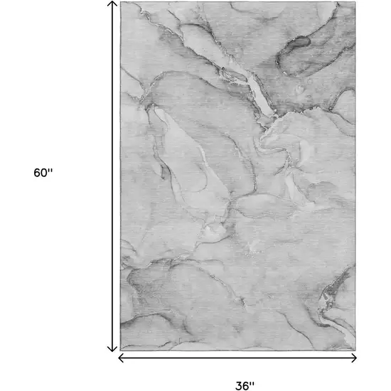 Gray And Ivory Abstract Washable Area Rug With UV Protection Photo 3