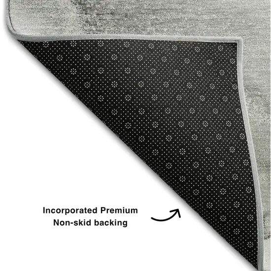 Gray And Ivory Abstract Washable Area Rug With UV Protection Photo 7