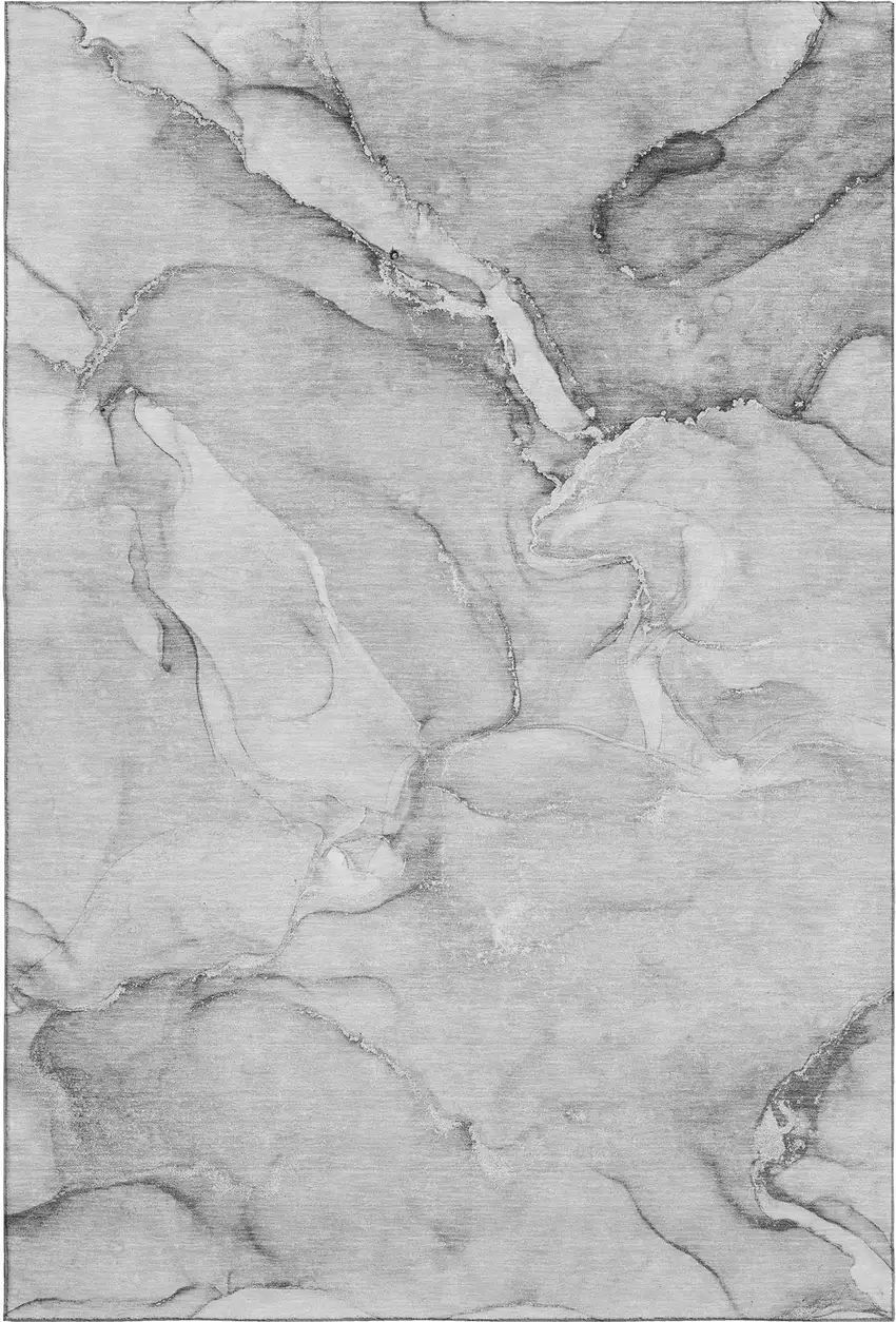 Gray And Ivory Abstract Washable Area Rug With UV Protection Photo 1