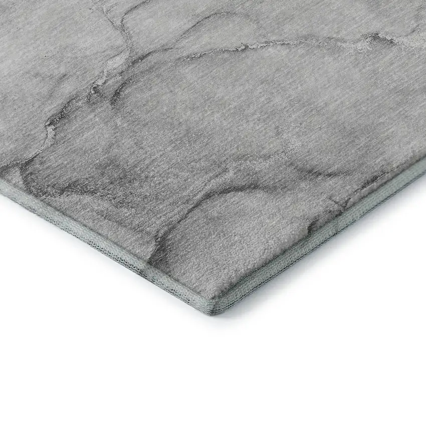 Gray And Ivory Abstract Washable Area Rug With UV Protection Photo 8