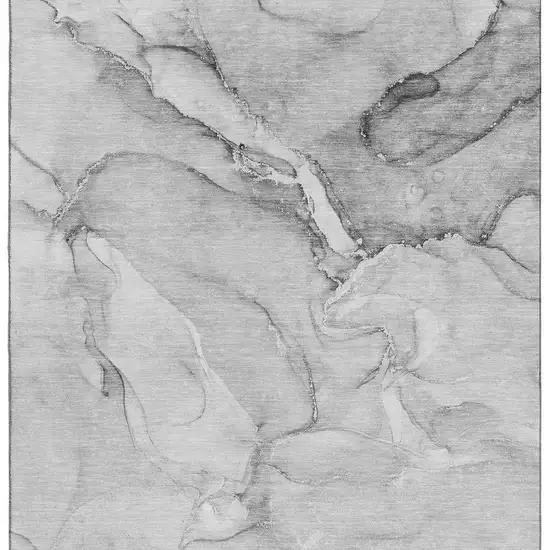 Gray And Ivory Abstract Washable Area Rug With UV Protection Photo 3