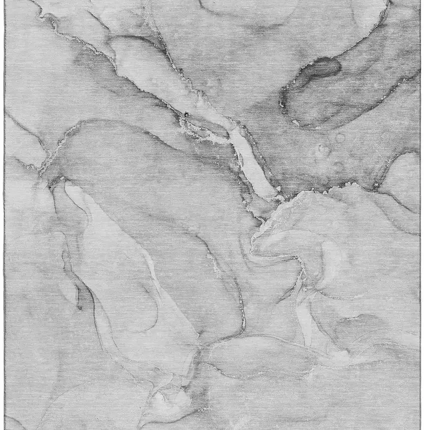 Gray And Ivory Abstract Washable Area Rug With UV Protection Photo 3