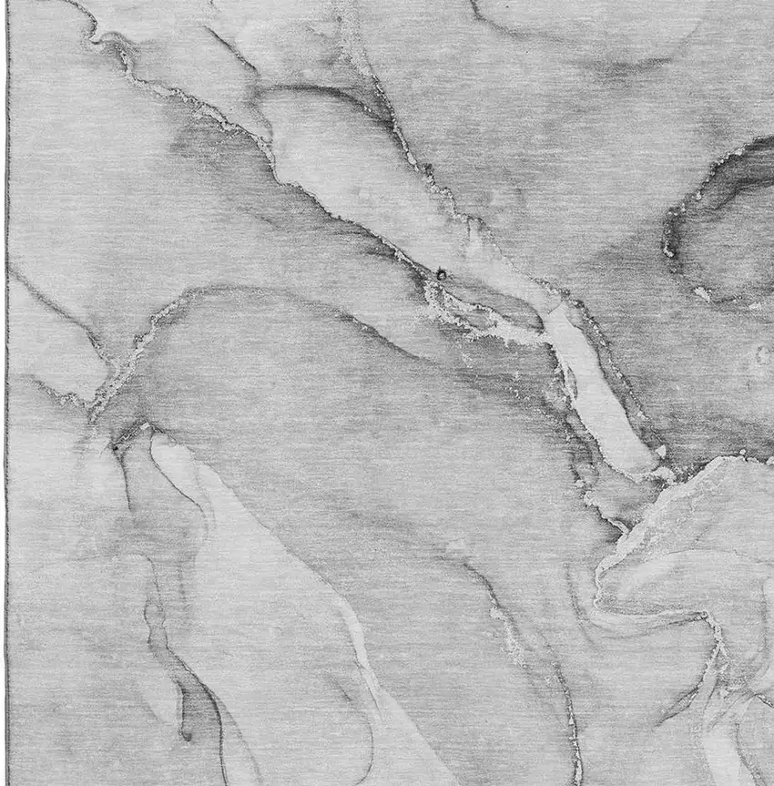 Gray And Ivory Abstract Washable Area Rug With UV Protection Photo 8