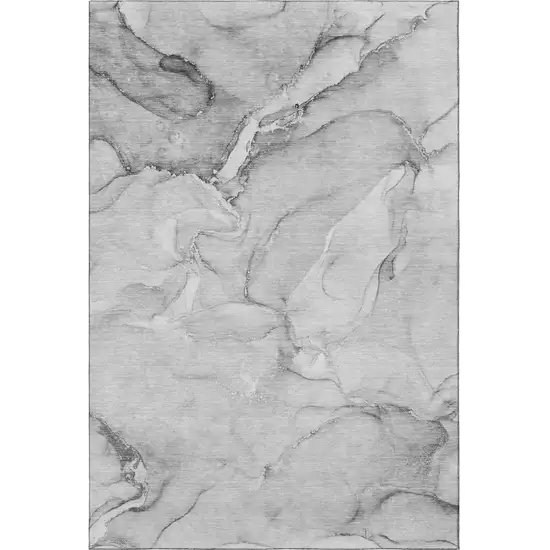 Gray And Ivory Abstract Washable Area Rug With UV Protection Photo 4