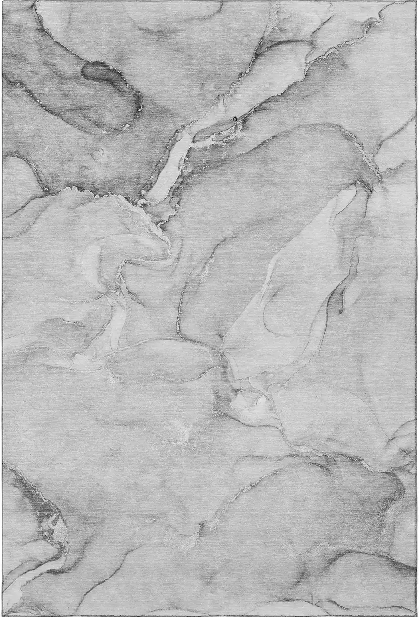 Gray And Ivory Abstract Washable Area Rug With UV Protection Photo 4