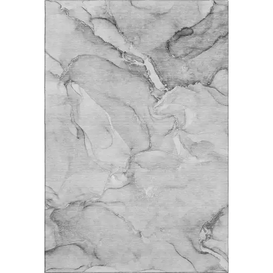 Gray And Ivory Abstract Washable Area Rug With UV Protection Photo 1