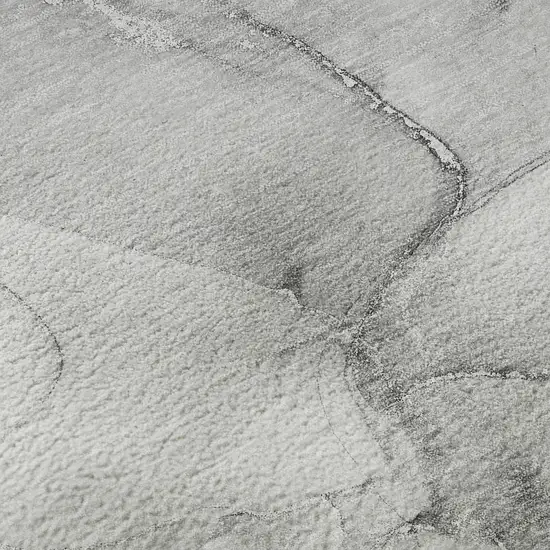 Gray And Ivory Abstract Washable Area Rug With UV Protection Photo 3